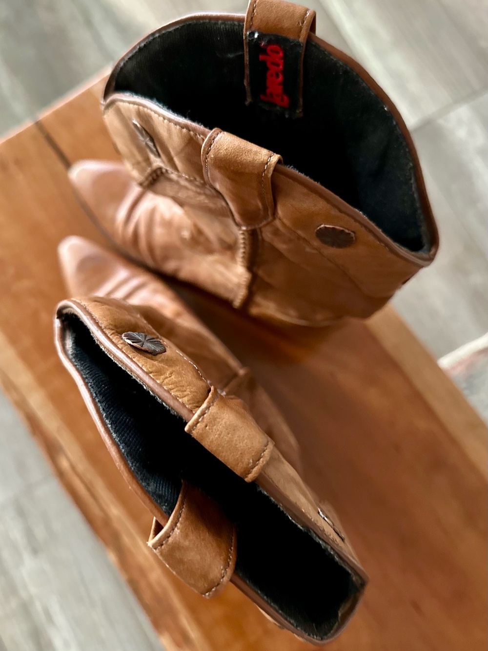 Vintage 1990s Laredo Brown Leather Western Pull-On Boots - Picture 6 of 11